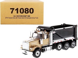 Western Star 4900 SFFA Tandem with Pusher Axle OX Stampede Dump Truck Gold and - £75.93 GBP