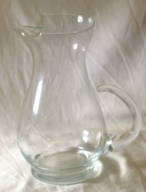 Etched Floral Clear Glass Pitcher Ice Lip Applied Handle Vintage 10-1/4&quot;... - $49.49
