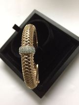 Two Tone 1.90Ct Round Simulated Diamond Women Mesh Bangle Sterling Silver 925 - £146.05 GBP