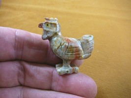 (Y-CHI-RO-18) tan ROOSTER chicken carving SOAPSTONE stone figurine cock ... - $8.99