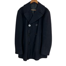 Vintage US Navy Peacoat Mens 40R Black 100% Wool Double Breasted Button ... - £79.91 GBP