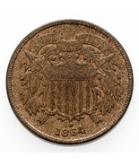 1864 Grand Motto US 2 Cents Pièce En Bu État, Marron Couleur, Fort Luster - €133,54 EUR