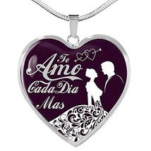 Express Your Love Gifts Te Amo CADA Dia Mas Necklace Engraved Stainless Steel He - £46.87 GBP