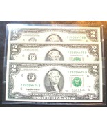 1995 - Uncirculated  $2. BILLS - 3 CONSECUTIVE NUMBERS - Atlanta- Mint C... - £15.76 GBP