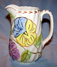 Vintage Pansy Trio Spiral Blue Ridge Pottery  Pitcher-6  1/2 inches tall - £18.10 GBP