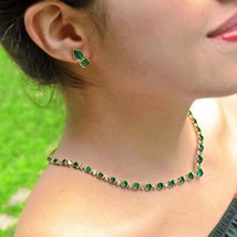 20Ct Simulated Emerald Gold Plated 925 Sliver Women&#39;s Necklace - £206.22 GBP
