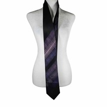 Arrow Men&#39;s Necktie 100% Silk Purple and Black Plaid Muted Pattern - £7.47 GBP