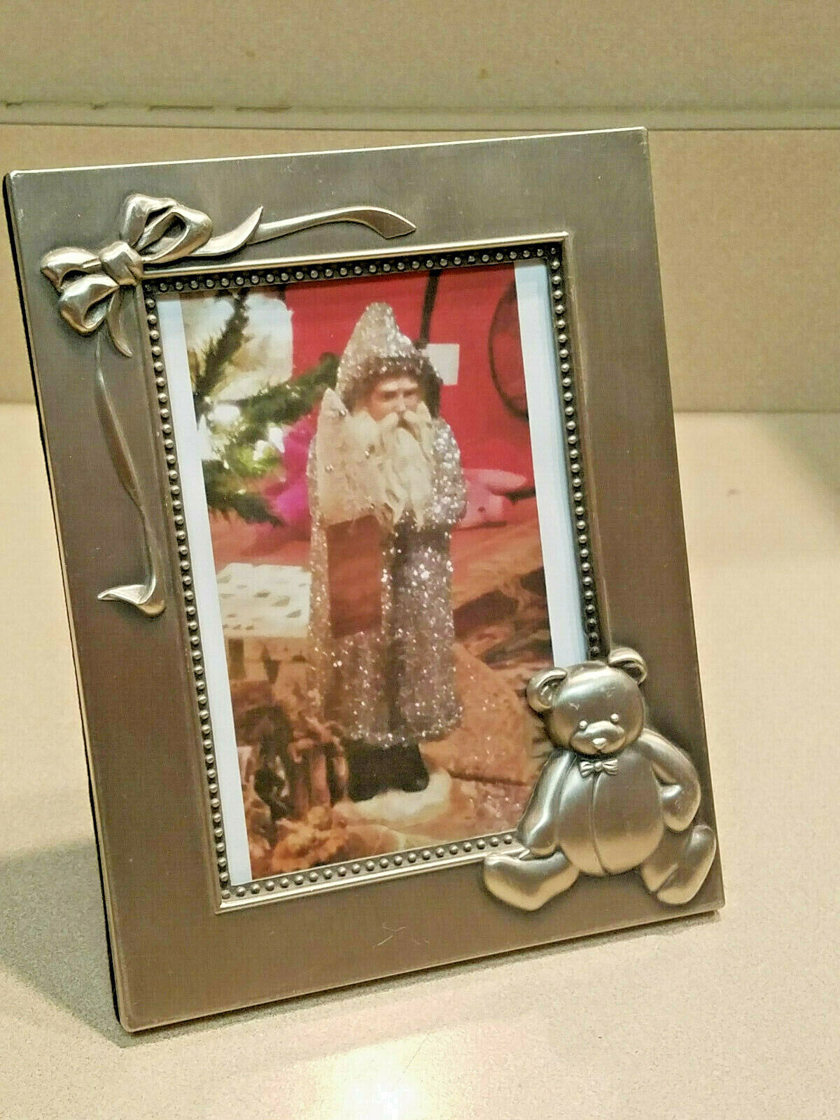 Burnes of Boston Teddy Bear Silver Pewter 4" x 5" Picture Frame - $14.80