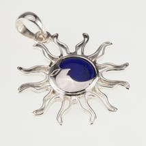 Étonnant Lapis Lazuli Soleil &amp; Lune Pendentif Argent Massif 54 MM Long - $183.58 CAD