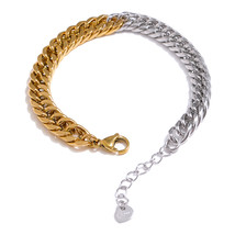 Yhpup Stainless Steel Chain Bangle Bracelet Trendy 18 K PVD Plated Metal Texture - £9.61 GBP