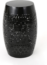 Apollos Indoor Lace Cut Iron Accent Table, Black - $103.94