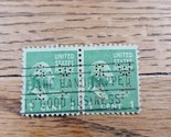 US Stamp George Wahington 1c Used Green Strip of 2 &quot;Hire the Handicapped&quot; - $1.89