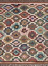 Indian Village Handwoven Wool Jute Kilim Area Rug Home Custom Rugs Decor Runner - £52.33 GBP+