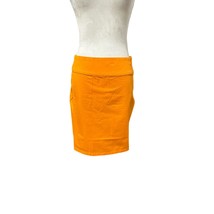 Fanpants Womens Straight Skirt Orange Above Knee Pockets Pull On 0 New - $26.83