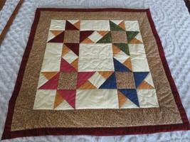 Hand Quilted STAR PATCHWORK Coordinating QUILT Wall Hanging - 33&quot; x 34&quot; - £9.61 GBP