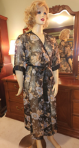 Vtg Sz 1XL Secret Treasures Long Semi Sheer Black Multi Floral Wrap Robe - £13.39 GBP