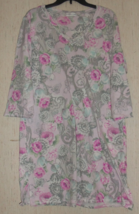 EXCELLENT WOMENS MISS ELAINE LIGHT PINK W/ PRETTY FLORAL KNIT NIGHTGOWN ... - £22.04 GBP