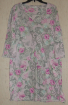 EXCELLENT WOMENS MISS ELAINE LIGHT PINK W/ PRETTY FLORAL KNIT NIGHTGOWN ... - £21.93 GBP