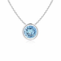 ANGARA Natural Aquamarine Solitaire Pendant Necklace in Silver for Women (5mm) - $185.65+