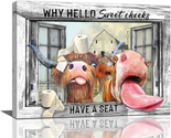 Rustic Highland Cow Wall Art for Bathroom Farmhouse Funny Cow Canvas Wal... - $38.16