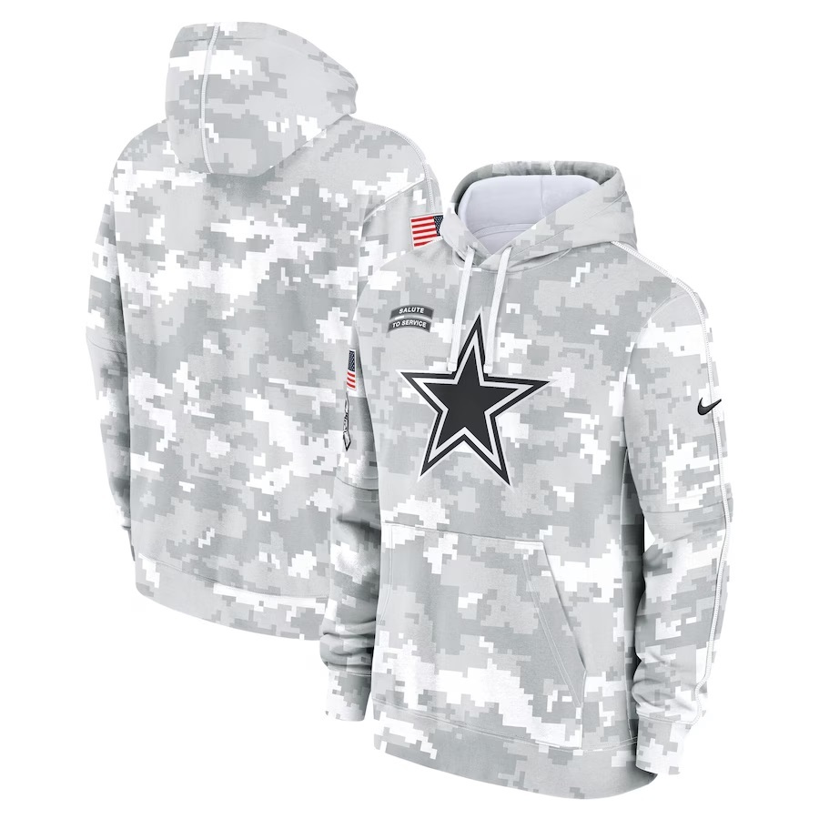 Mens White Camo Cowboys 2024 Salute to Service Pullover Hoodie - Dallas