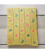 Vintage Crochet Baby Blanket Pink And Blue Animals Cross Stitch 48 X36 A... - $17.77
