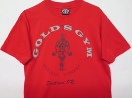 Vtg Gold’s Gym Men&#39;s Cotton Red Portland Oregon Size M Medium T Shirt USA Rare - £50.13 GBP