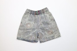 Vintage 90s Streetwear Boys Medium Distressed Rainbow Abstract Denim Sho... - £27.02 GBP