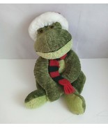 Vintage Dillards Christmas Frog Wearing Santa Hat &amp; Scarf 17&quot; Plush - $14.84