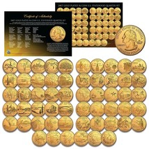 US Statehood Quarters GOLD plated Legal Tender * 56-Coin Complete Set * Capsules - £109.99 GBP