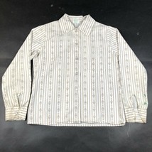 Vintage Girl Scouts Shirt Top Uniform Youth Size 10 Brown White Striped Floral - £10.27 GBP