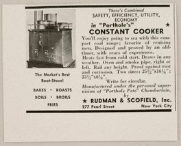 1948 Print Ad Porthole Pete Constant Cooker Boat Marine Stove Rudman-Sco... - $7.91