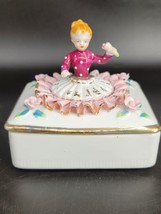 Rectangular Dresser Trinket/Powder Box with Girl on the Lid Japan Hand Painted - £9.96 GBP