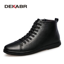 DEKABR  Men Boots Plus Size 37~47 Leather Ankle Boots Lace-Up Casual High Qualit - £79.20 GBP