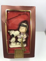 Lenox Peanuts Lucy&#39;s Christmas Smooch Ornament Snoopy In Box - £37.32 GBP