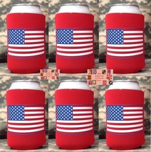 USA FLAG AMERICAN CAN Bottle KOOZIE COOLER Wrap Insulator Sleeve Jacket ... - £4.73 GBP+