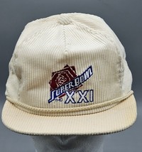 VTG Super Bowl XXI White Corduroy Snapback Trucker Hat/Cap, Broncos vs Giants - £22.36 GBP