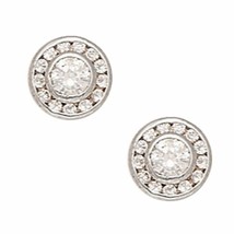 14K Solid White Gold 10MM Cubic Zircon Flower Studs ER-PEW31 - £186.75 GBP