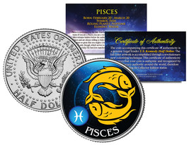 PISCES Horoscope Astrology Zodiac Kennedy U.S. Colorized Half Dollar Coin - £6.68 GBP