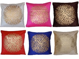 Velvet Fabric Gold Print Cushion Cover 16&quot; 40cm Indian Decorative Blue Red - £7.44 GBP