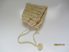 VINTAGE CROCHETED YELLOW YARN SMALL BABY/DOLL BONNET - £7.85 GBP