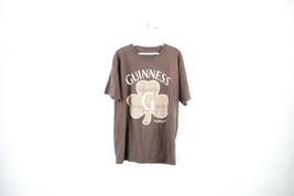 Vintage Guinness Beer Mens Large Distressed Spell Out Shamrock T-Shirt Brown - £27.41 GBP