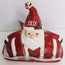Red Covered Butter Dish Home Essentials Gnome Handle 7&quot; L - £17.90 GBP