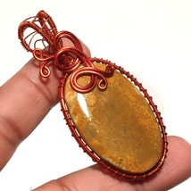 Fossil Coral Gemstone Gift Copper Wire Wrapped Pendant Handcrafted 2.70" SA 1574 - $4.99