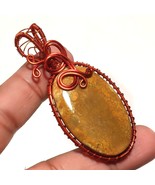 Fossil Coral Gemstone Gift Copper Wire Wrapped Pendant Handcrafted 2.70&quot;... - £3.94 GBP