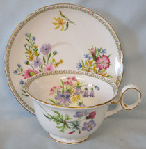 Shelley Wild Flower 13686 Tea Cup &amp; Saucer Gold Trim - $32.66