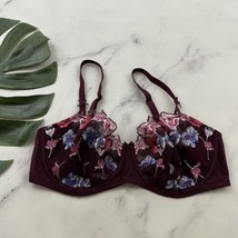 Victorias Secret Unlined Demi Bra Size 36 D Purple Pink Embroidered Lace... - $24.74