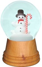 2476 - Perzy Snowglobe - Medium Snowman with Candy Cane with wooden base - 5&quot;... - £37.69 GBP