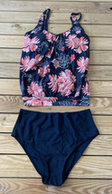 Yonique NWT Women’s Tankini Swimsuit Size L Black Floral i8 - $15.95
