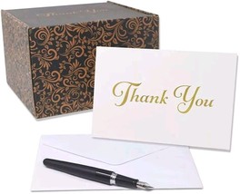 100 x 4&quot;x6&quot; Thank You Cards &amp; Envelopes Gold Foil Lettering White Cards Vintage - £18.59 GBP